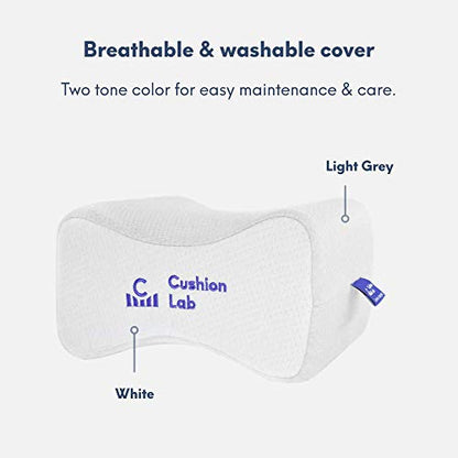 Cushion Lab Extra Dense Orthopedic Knee Pillow for Back Pain Relief, Leg Pain, Hip, Pregnancy, Sciatica & Joint Pain - Memory Foam Wedge Pillow Contour - size: Medium