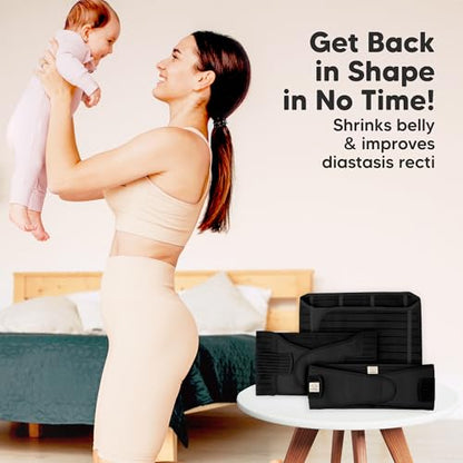 3 in 1 Postpartum Belly Support Recovery Wrap Band (Midnight Black, M/L) - color: Midnight Black, size: M/L, Waist 25"-35”
