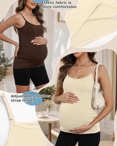 Ficerd 4 Pack Womens Maternity Nursing Tank Tops - color: Cream, Camel, Brown, Dark Brown, size: Small