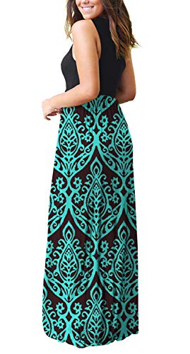 MOLERANI Women's Summer Maxi Long Casual Dresses with Pockets - color: 00 Black Green, size: Small