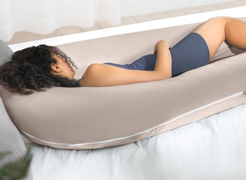 QUEEN ROSE 65 Inch Cooling U Shaped Pregnancy Pillow, Maternity Body Pillow - color: Nomad