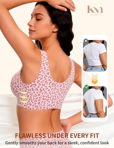 Wireless Pullover Sleep Bras for Women Seamless No Underwire T Shirt Bra - color: Leopard Pink, size: Small