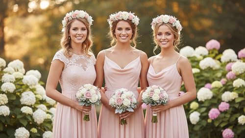 Peach Flower Crown for Women Maternity Bridal Shower - color: Peach-Adult Size