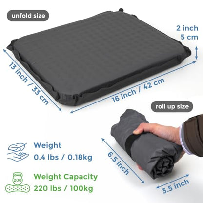 2-Pack Self-Inflating Seat Cushion for Airplane Travel, 16x13 inches - color: Gray