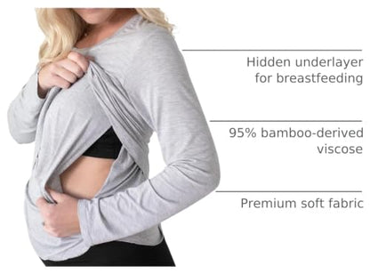 Kindred Bravely Everyday Nursing & Maternity Long Sleeve T-Shirt - color: Grey Heather, size: Medium
