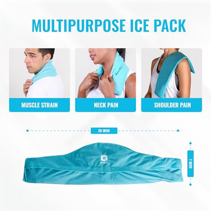 ICEWRAPS Reusable Cold Pack with Fabric Cover - Standard 7 x 28 Inch, Blue - style: Ice Pack with Cover