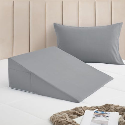 Horbaunal Silver Grey Bed Wedge Pillow Cover, 26" L x 25" W x 10" H - color: Silver Grey, size: 25 x 25 x 10
