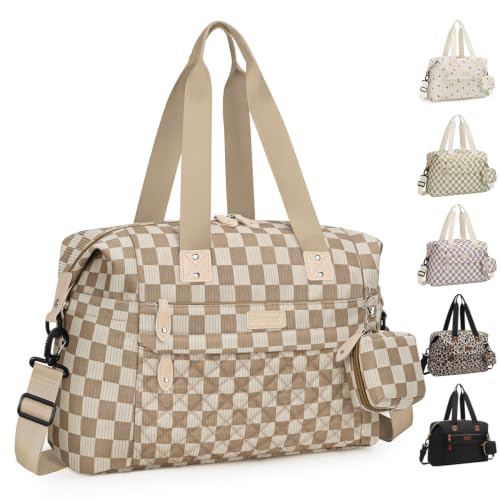 Pritent Diaper Bag Tote Waterproof Maternity Baby Bags with Pacifier Case - color: Plaid, size: Medium