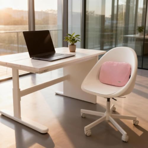 Lumbar Pillow Recliner Slim Soft Latex Car Seat Lower Back Support Cushion - color: Pink