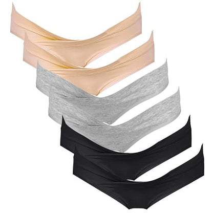 Intimate Portal Cotton Maternity Underwear Under the Bump Bikini Panties - color: 6-pk Essentials, size: Small