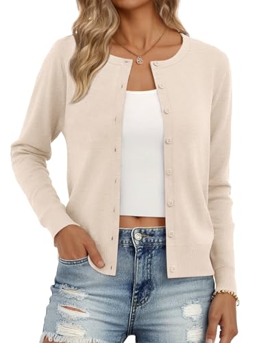 Trendy Queen Women's Lightweight Knit Cardigan - color: Beige, size: X-Small