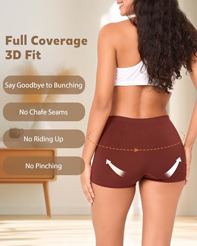 BAMBOO COOL Womens Boyshorts Underwear Mid Rise Boxer Briefs Panties - color: Multicoloured C (5-pack), size: XX-Large