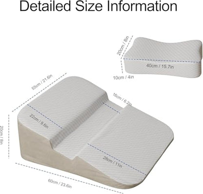 Wedge Pillow for Side Sleepers with Arm Hole, 8" Bed Wedge After Surgery, Acid Reflux, GERD, Back Pain Relief, Back Support with Memory Foam Pillow