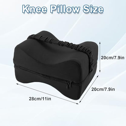 Knee Pillow for Side Sleepers Foldable 2-in-1 Design, Memory Leg Pillow for Side Sleeping, Thigh Pillow with Strap & Removable Cover, Knee Support Pillow for Relax Sciatica, Back, Hip, Pregnancy