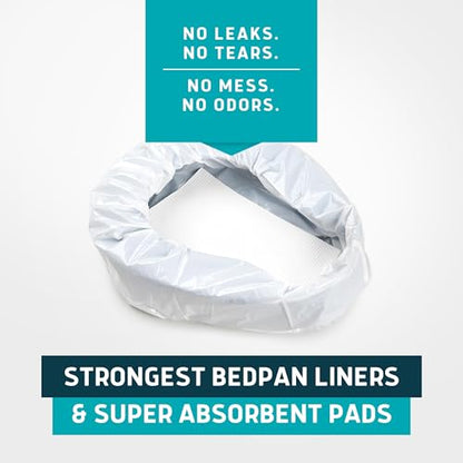 Lunderg Bedpan Liners with Super Absorbent Pads - Value Pack 60 Count - size: 60 Count (Pack of 1)