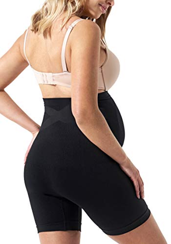 BLANQI Belly Support Maternity Shorts for Women - Seamless Pregnancy Shorts with Responsive Tummy Panel - size: Small