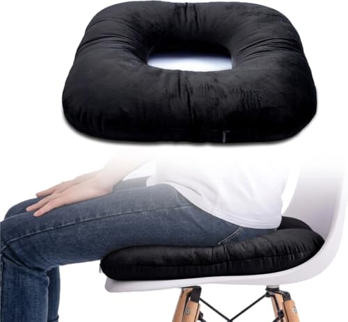Hshbxd Donut Pillow, Tailbone Cushion for Wheelchair, Office and Travel - color: Black