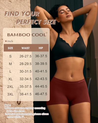 BAMBOO COOL Womens Boyshorts Underwear Mid Rise Boxer Briefs Panties - color: Multicoloured C (5-pack), size: XX-Large
