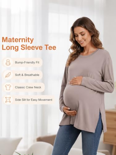 3 Pack Maternity Relaxed Fit Split Side Long Sleeve Shirts - size: Large