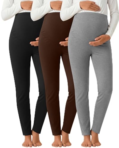 3 Pack Women's Maternity Pants Home Lounge Pajamas - color: Black, Heather Gray, Coffee, size: XX-Large