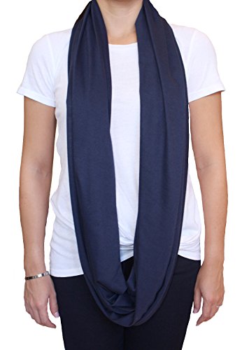 2pk Scarves Breastfeeding Privacy Cover Infinity Scarf Soft, Blue & Black - color: Navy Blue & Solid Black