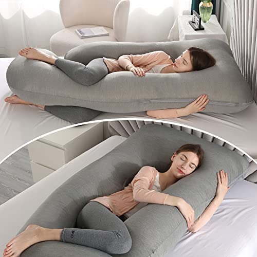 Elover U Shaped Pregnancy Pillow,Full Body Maternity Support - color: Cooling-dark Grey