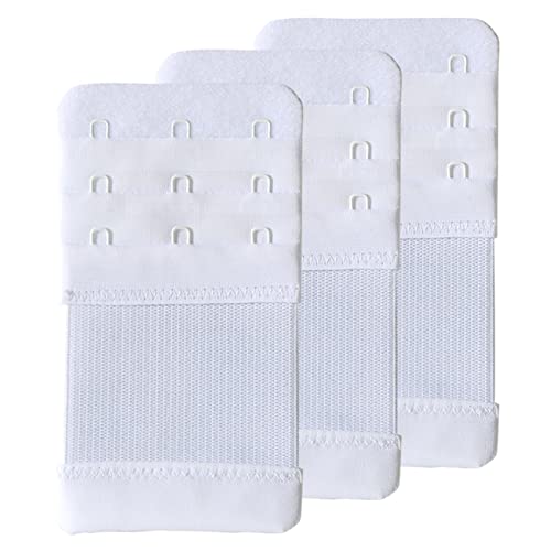 SAMGU Women's Bra Extenders 2 Hook/3 Hook/4 Hook/5 Hook/6 Hook Soft Stretchy - color: 3 Hook 3/4 Inch Spacing, White