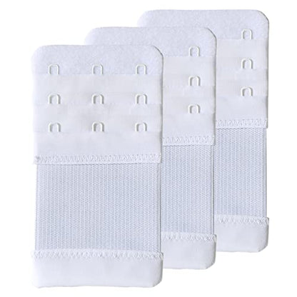 SAMGU Women's Bra Extenders 2 Hook/3 Hook/4 Hook/5 Hook/6 Hook Soft Stretchy - color: 3 Hook 3/4 Inch Spacing, White