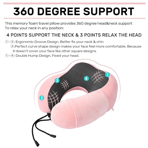 urnexttour Neck Pillow Airplane Travel Pillow 2 Pack Grey and Pink - color: Grey&pink