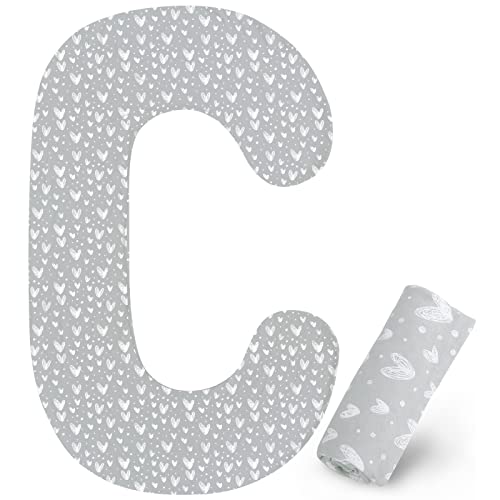 Pregnancy Pillow Cover C Shaped (ONLY Pillowcase), Grey Heart Print - color: Grey Heart, size: C-Shape