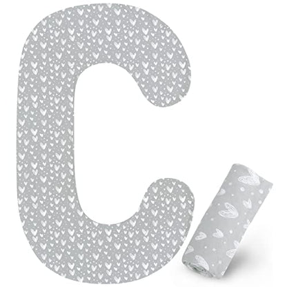 Pregnancy Pillow Cover C Shaped (ONLY Pillowcase), Grey Heart Print - color: Grey Heart, size: C-Shape