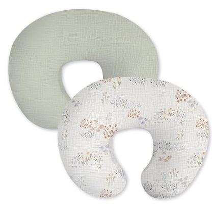 Little Grape Land 100% Cotton Muslin Nursing Pillow Covers 2 Pack, (Dew) - color: Dew&basil