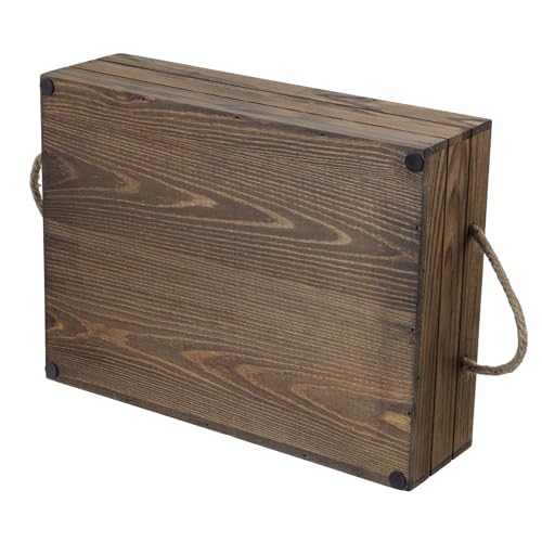 MyGift 15 Inch Rustic Wood Storage Box, Farmhouse Crate with Handles - color: Brown