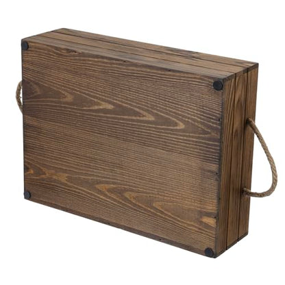 MyGift 15 Inch Rustic Wood Storage Box, Farmhouse Crate with Handles - color: Brown