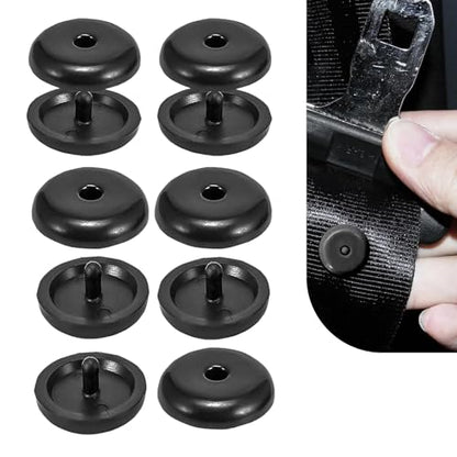 10 Sets Seat Belt Button Stop, Snap-On Seat Belt Clips, Universal Fit Plastic Seatbelt Stopper Kit, From Sliding Down, Car Accessories (Black)