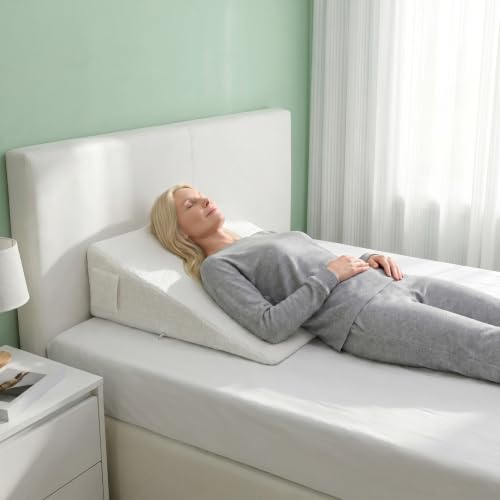 Wedge Pillow Cover 24x24x7 in, Zipper & Pockets, White - color: White