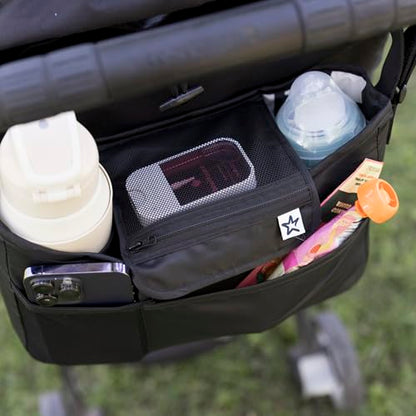 Tiny Twinkle Universal Stroller Organizer with Adjustable Strap - Waterproof Stroller Caddy Fits Baby Jogger, Nuna, Graco, Donna and Bugaboo Strollers（Black） - color: Black, size: CLassic