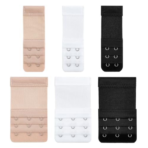 QIUTIMIY Women's Bra Extenders 2 Hooks & 3 Hooks & 4 Hook Bra Extensions Soft Comfortable Stretchy Back Bra Strap Extender - color: 6pcs-spacing 1/2&3/4inch-style 1