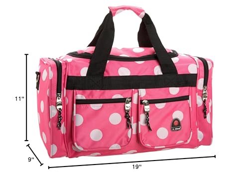 Rockland 19" Polyester Duffel Bag, Pink Dot - color: Pink Dot, size: 19"
