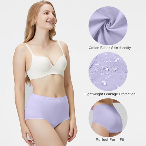 BATTEWA Incontinence Underwear for Women Leakproof Bladder Control Briefs - color: 2purple-2beige, size: Medium
