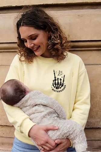 Women's Maternity Nursing Sweatshirt with Double Zipper for Breastfeeding - color: Apricot, size: Large