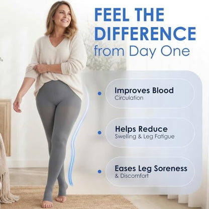 ABSOLUTE SUPPORT Compression Pantyhose 20-30mmHg, Opaque, Grey, Small - color: Gray, size: Small