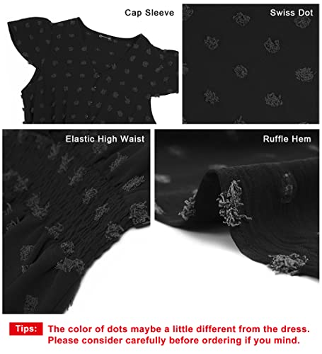 PRETTYGARDEN Womens Dresses 2026 Summer Boho Long Swiss Dot Maxi Dress - color: Black, size: X-Large