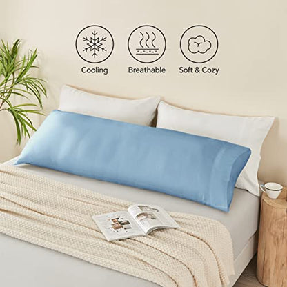 BEDELITE Body Pillow Pillowcase, Rayon from Bamboo, Blue, 20"x54" - color: Blue, size: Body（20"X 54"）