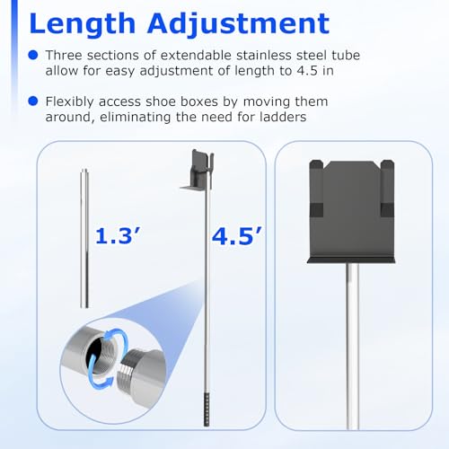 Upgraded Adjustable Shoe Box Retriever Pole