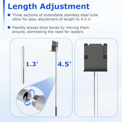 Upgraded Adjustable Shoe Box Retriever Pole