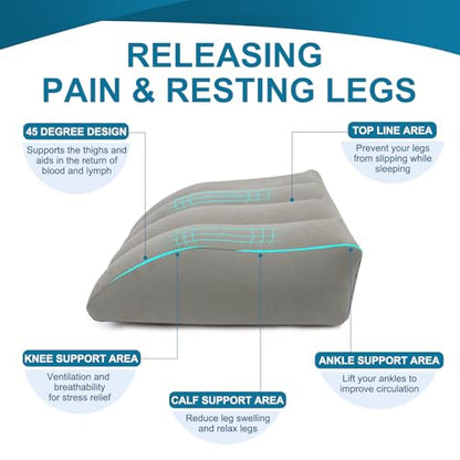 Inflatable Leg Elevation Pillow, Portable Wedge Pillow for Sleeping(Grey) - color: Grey