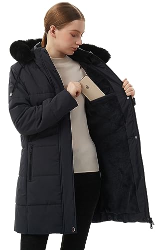 MOERDENG Women's Warm Winter Puffer Coat Waterproof Long Down Jacket - color: Darkgrey, size: Small