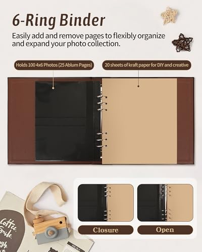 Leather Baby Scrapbook Album, Baby Memory Keepsake for New Moms & Dads - color: Black