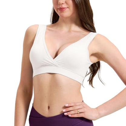 netdraw Padded Bamboo Viscose Nursing Sleep Bra - color: Off-white, size: Medium